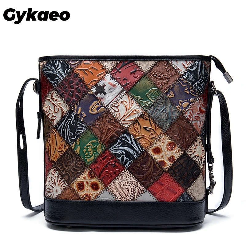 Gykaeo богемный стиль натуральная кожа сумка мешок женская Воловья Сумка через