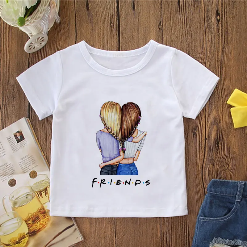 

Fashion New Girlfriend T-shirt Friends Print Girl Top Design Harajuku Kid T-shirt Me And My Friends Round Neck Baby Boy Costume