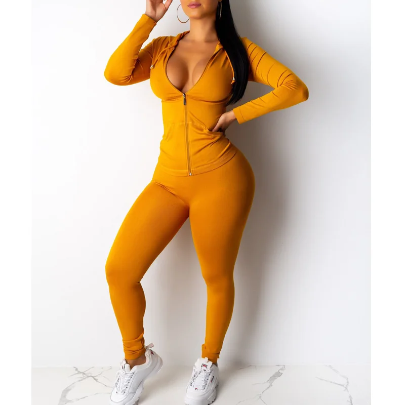 

7Colors Women 2 Piece Tracksuit Outfits Sexy Hoodie Full-Zip Sweatshirt Joggers Pants Sweatsuit Set with Pockets