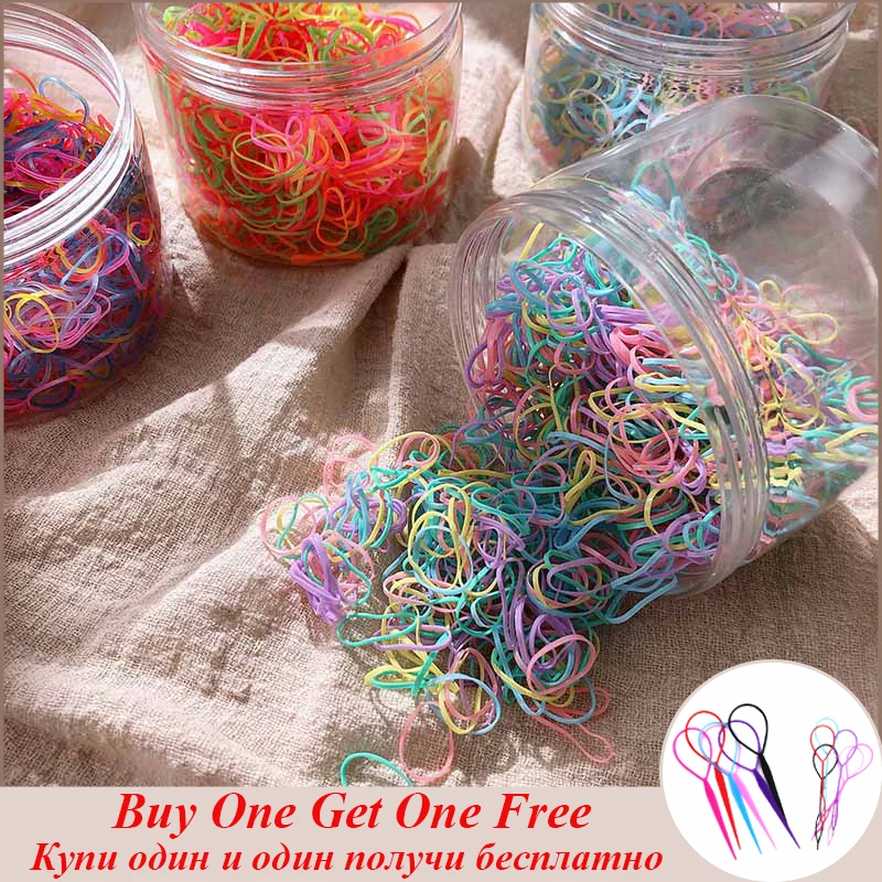 1000 шт милые цветные кольца для девочек Одноразовые эластичные резинки волос