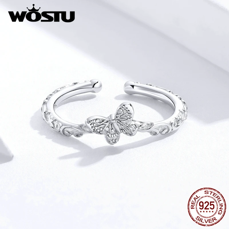 WOSTU 2020 Новое поступление 925 пробы серебряная бабочка открытые Регулируемые