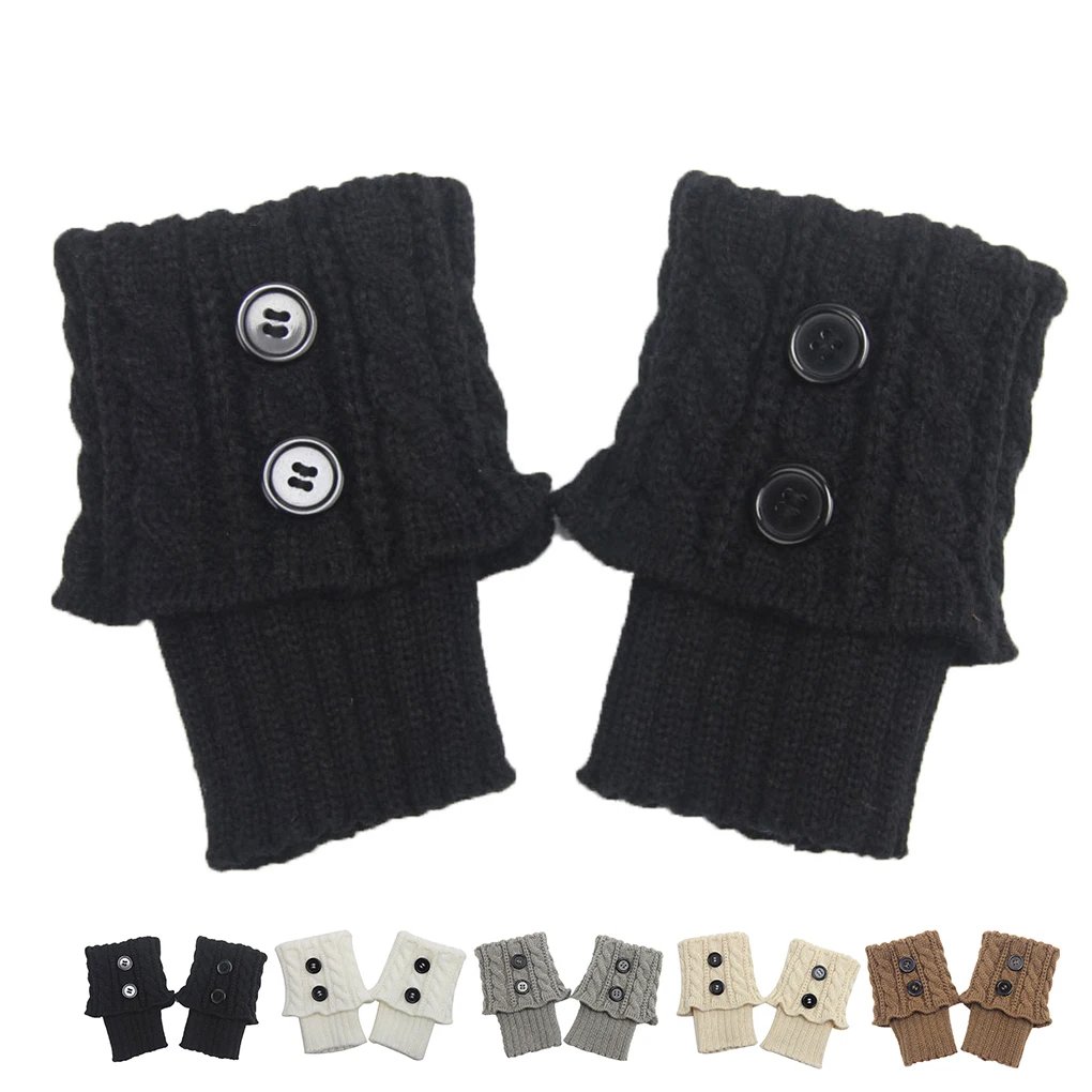 1 пара Для женщин короткий Кнопка Вязание крючком гетры на осень и зиму