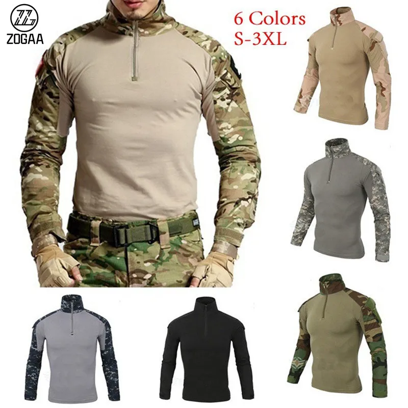 

ZOGAA T-shirt Men Wolf Warriors Army Camouflage Tactical Long Sleeve Hunt Outdoor Long Sleeve Tops Streetwear Oversized New Boy