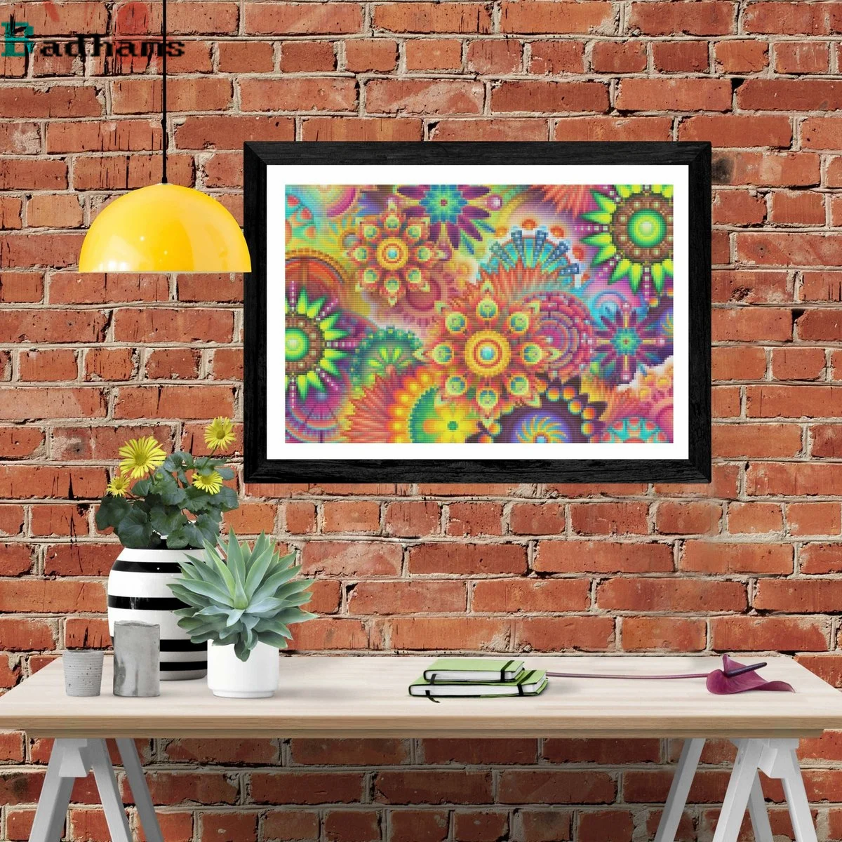

Colorful Floral Kaleidoscope Mosaic Diamond Painting 5D DIY Cross Stitch Rhinestone Full Paste For Living Room Home Decoration