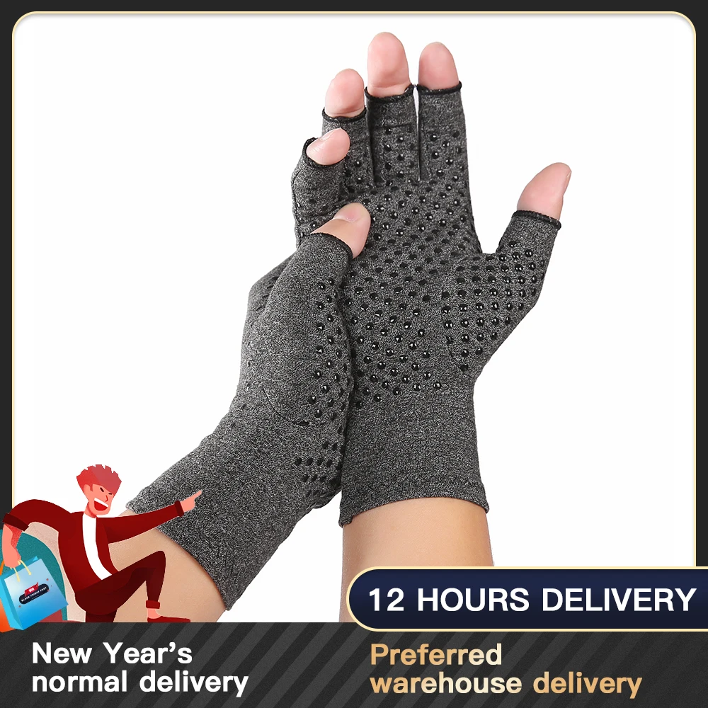 Arthritis Gloves Cotton Warm Elastic Hand Women Men Arthritis Joint Pain Relief Gloves Therapy Half Finger Compression Mittens