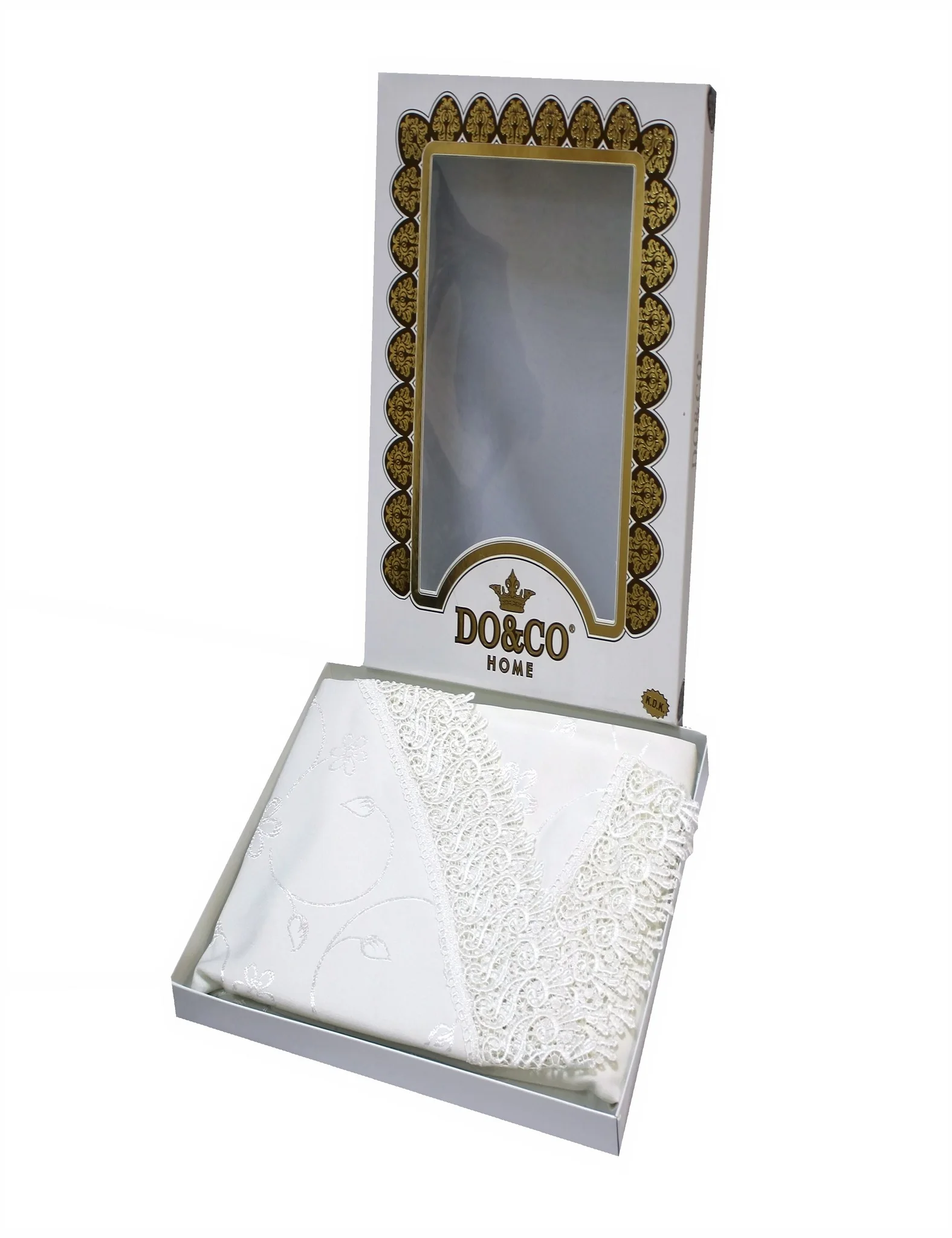 Скатерть DO&ampCO c гипюром 160х220 КДК ОВАЛЬНАЯ цвет кремовый |