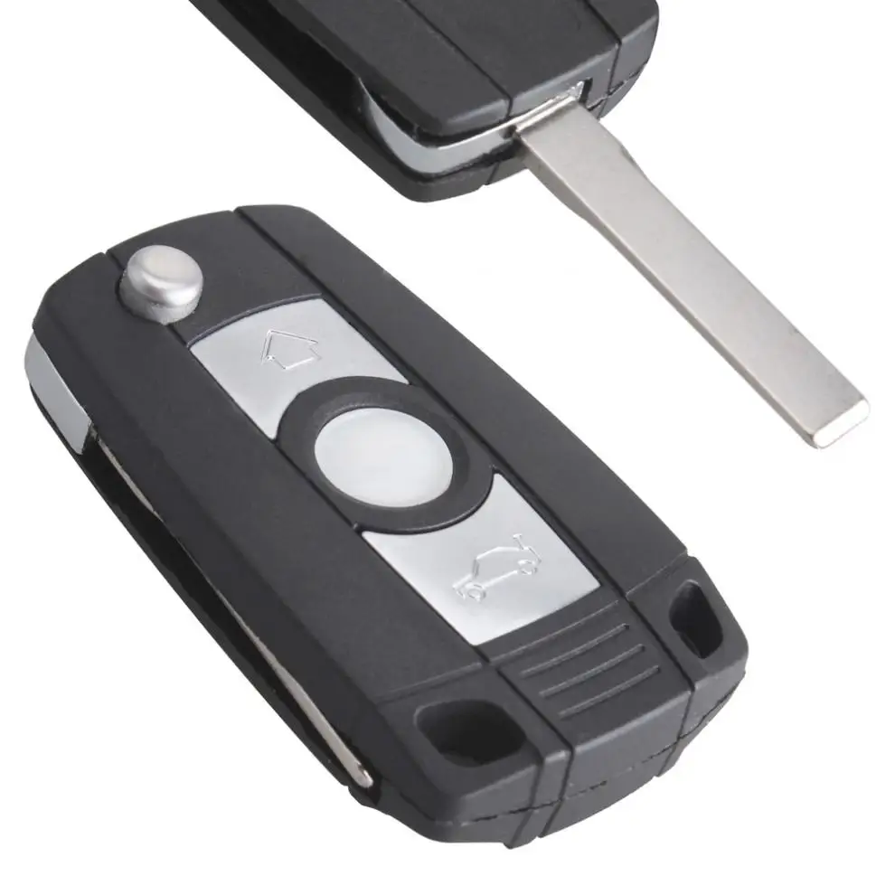 Черный 3 кнопки откидной складной дистанционный ключ брелок от машины чехол без