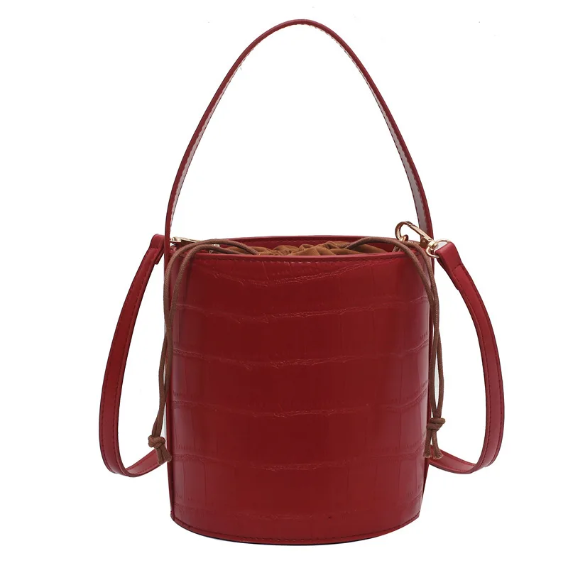 

2021 Fashion Women Bucket Bag Embossed Leather Lady Shoulder Bag Crossbody Tote Bag Females Handbag Solid Casual Messenger Bag