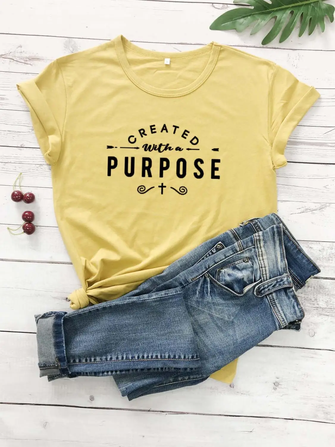 

Created with A Purpose Streetwear Women Tshirt pure cotton religion Christian T-shirt Aesthetic Graphic Cotton Shirts Drop Ship