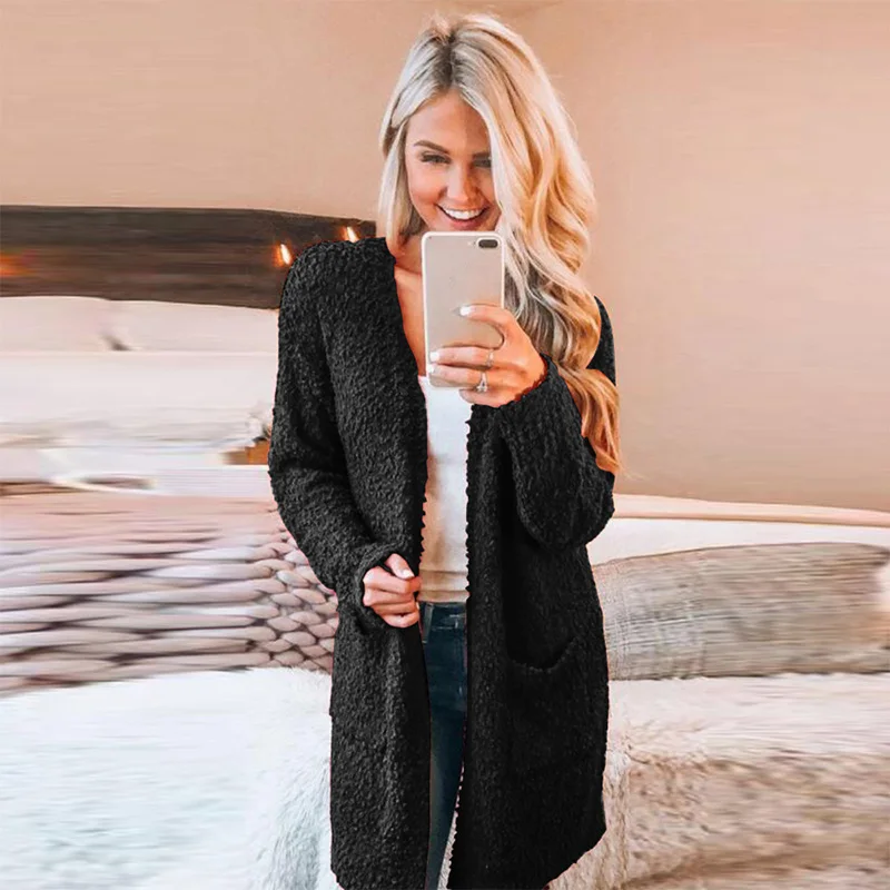 Осенне зимний однотонный офисный повседневный топ с длинными рукавами