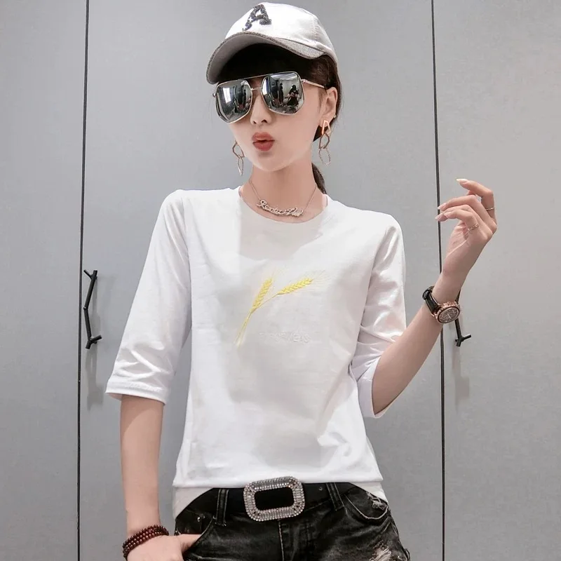 

2019 T Shirt Black Women Clothes Fashion Tee Top multi Fashion Cotton Ladies Tee Shirt