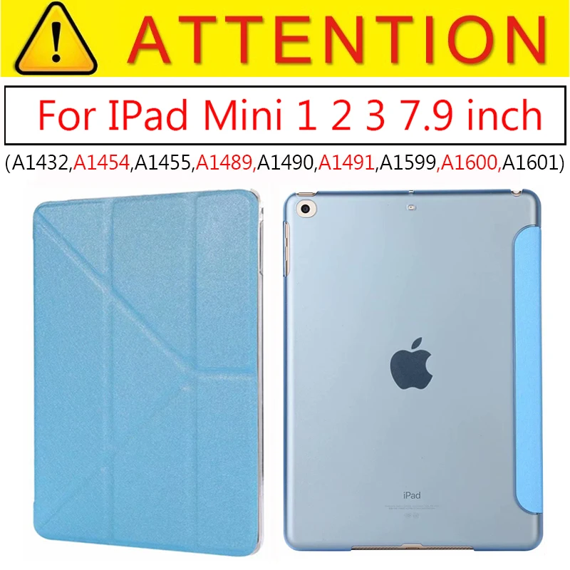 Mini 1 2 3LightBlue Ультратонкий чехол для IPad Mini 1 2 3 чехол из искусственной кожи чехол-подставка эластичная кожа геометрический флип-чехол для Apple IPad Mini чехол Fundas - Цвет: Mini 1 2 3LightBlue