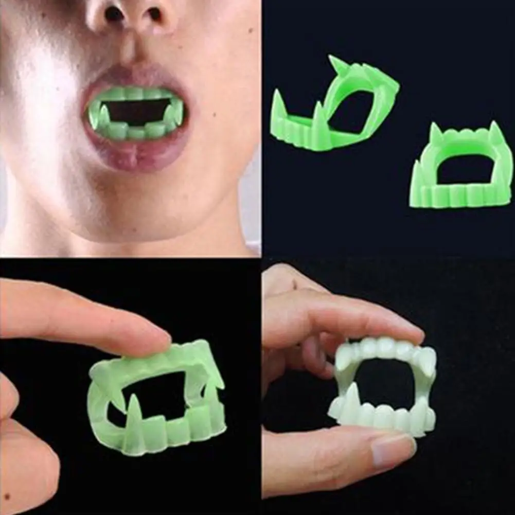 

Fake Teeth For Halloween Party Glow Prop Cosplay Funny Luminous Dentures Glow Devil Tooth Fangs Party Supplies