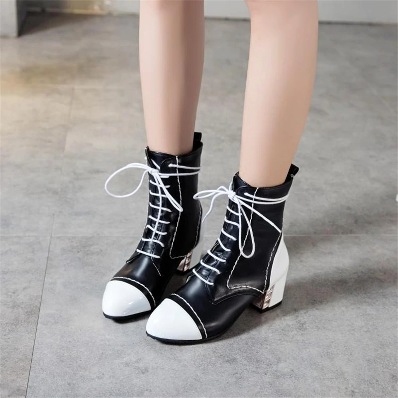 

Cresfimix botas de mujer women cool multi color high quality square high heel boots lady classic stylish party autumn boot a6602