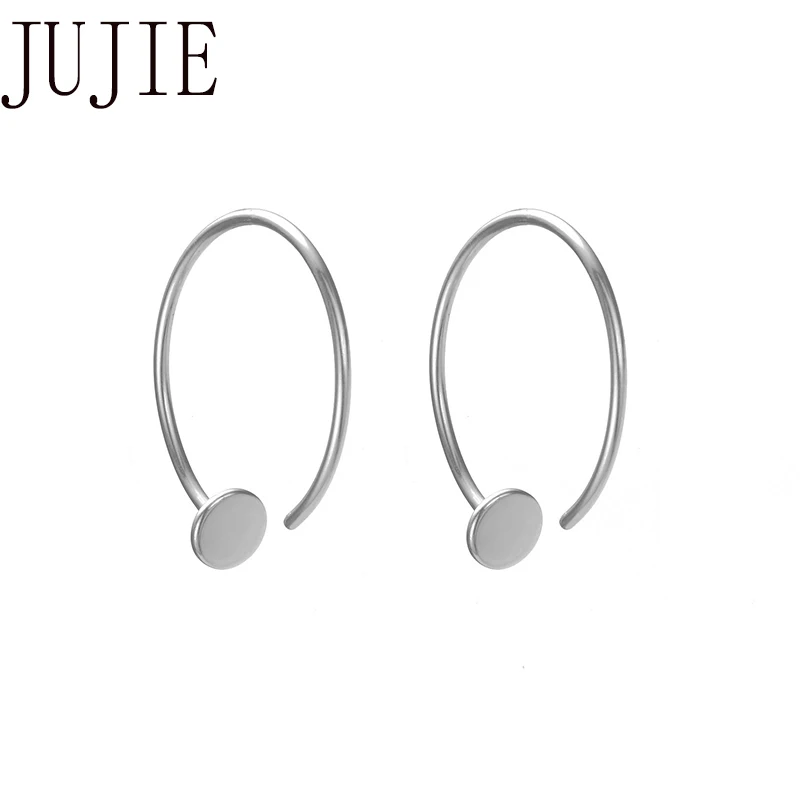 

JUJIE Smooth Circle Stainless Steel Earrings For Women 2020 C Shape Simple Brincos Round Loop Earrings Jewelry Dropshipping
