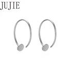 Женские гладкие круглые серьги JUJIE из нержавеющей стали 2020, простые серьги в форме с, круглые петли, ювелирные изделия, Прямая поставка