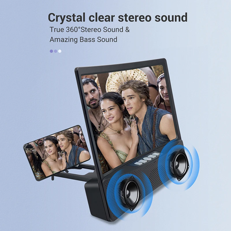 3d mobile phone screen magnifier bluetooth speaker 12 inch enlarger video amplifier projector smart desk holder stand for iphone free global shipping