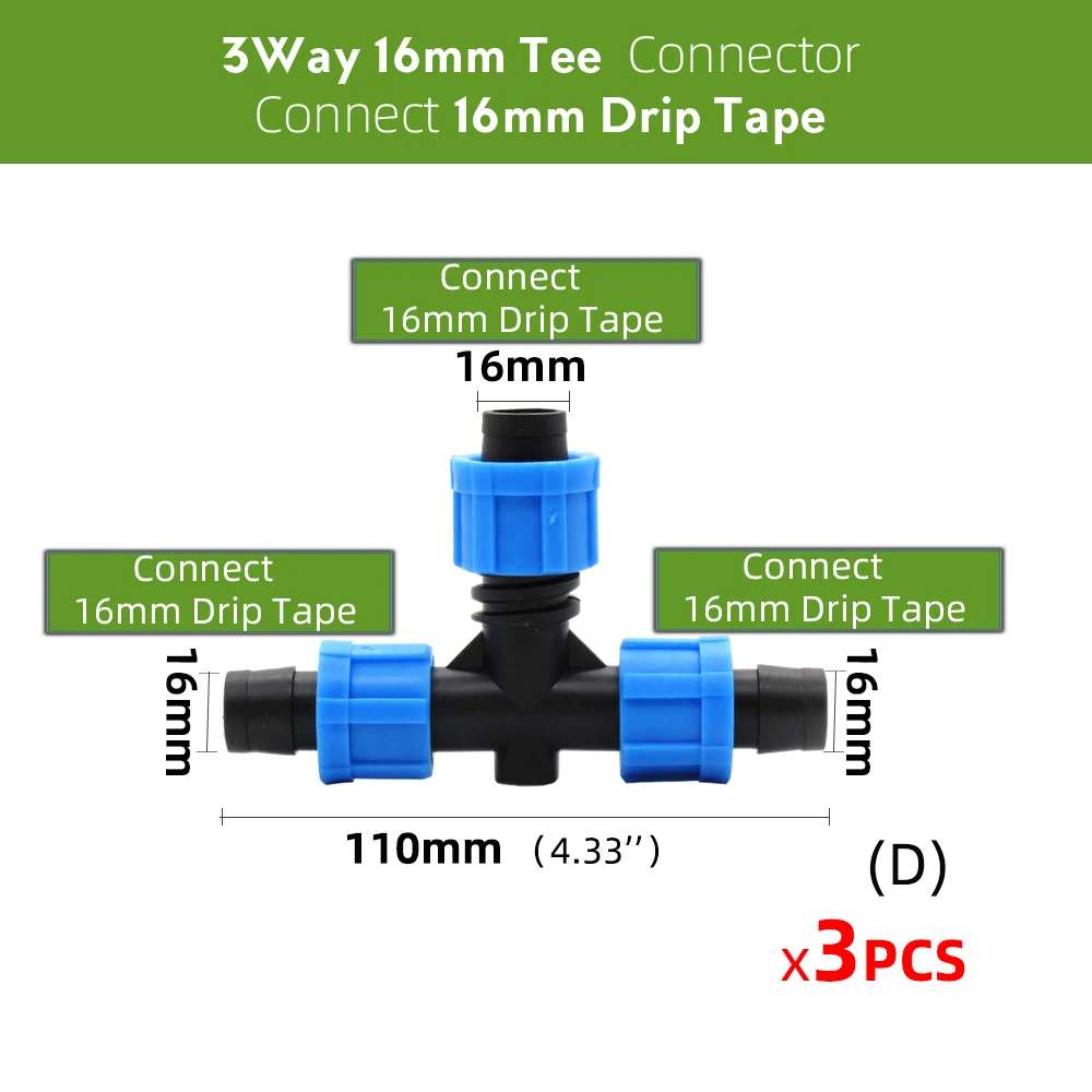 Тройник для капельного орошения 5/8 16 мм лента локтя дюйма 3-10 шт. - купить по