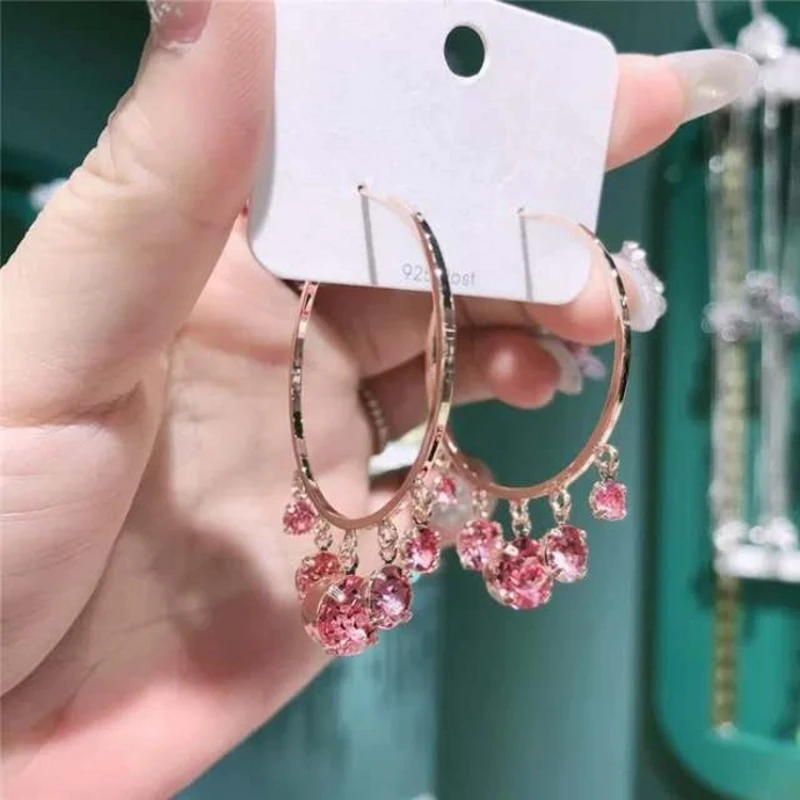 

KPOP Round Color Crystal Pendant Earrings Female 2021BOHO Creative Fashion Ethnic Style Wedding Party All-Match Gift Wholesale