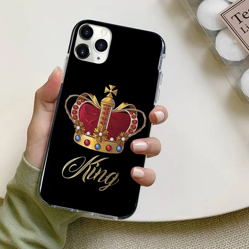

King queen Crown Phone Cases For iphone 12 5 5s 5c se 6 6s 7 8 plus x xs xr 11 pro max mini