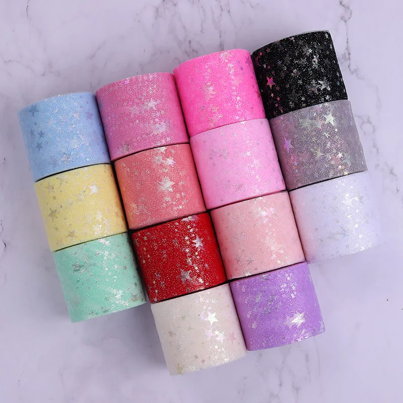 Лента из тюля и органзы 6 см 25 ярдов с блестками юбка-пачка для куклы | Дом сад