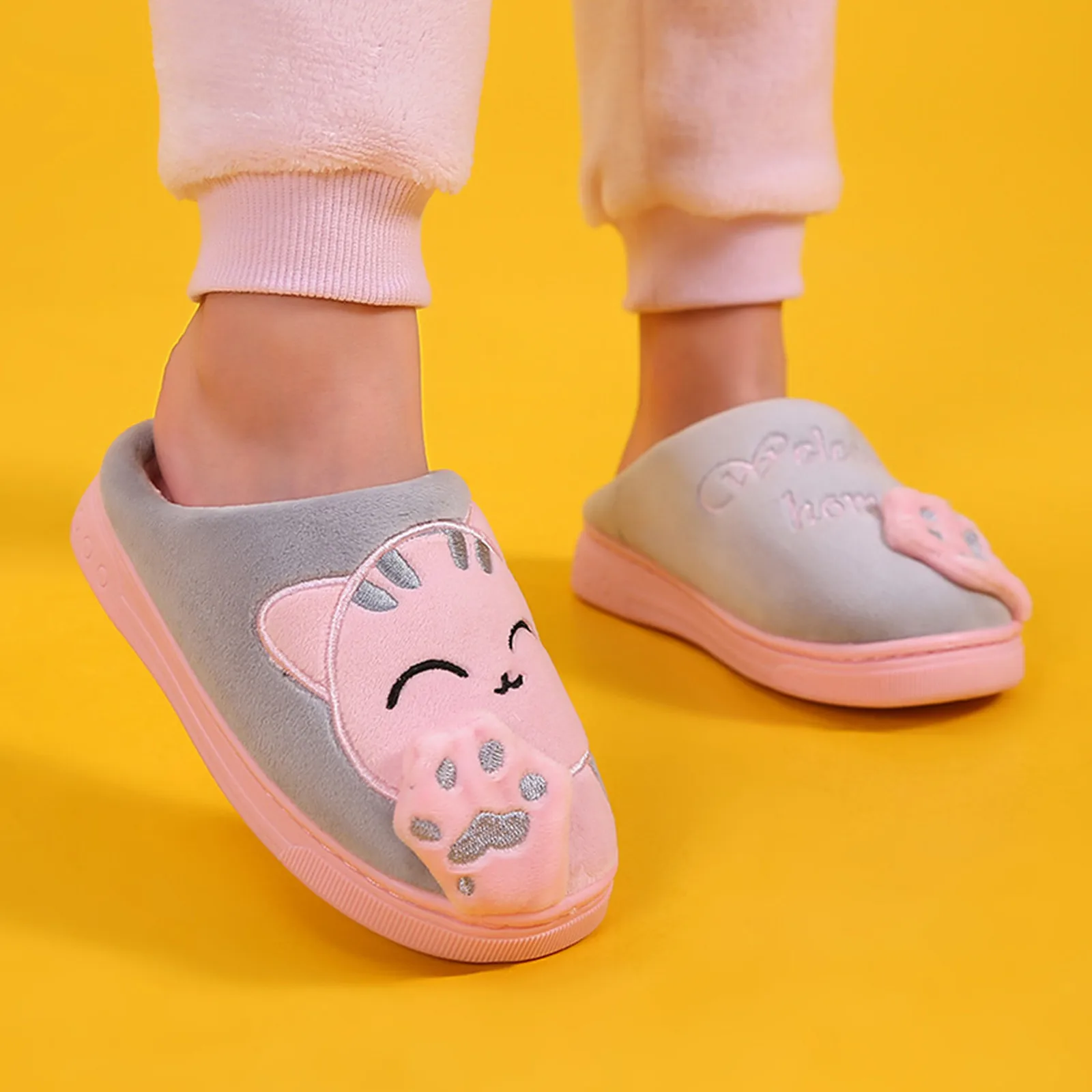 

Baby Boys Girls Winter Warm Home Slippers Cartoon Lucky cat Non-slip Home Shoes Kids Indoor Floor Bedroom Plush House Shoes