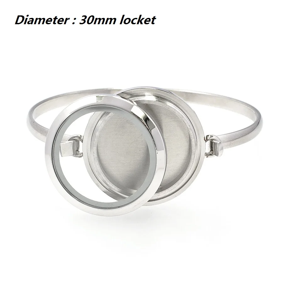 30mm Bangle 1 шт. медальон с эффектом памяти браслет Простой Круглый 25 мм/30 мм Твист винт медальон 316L нержавеющая сталь для плавающих шармов - Окраска металла: 30mm Bangle