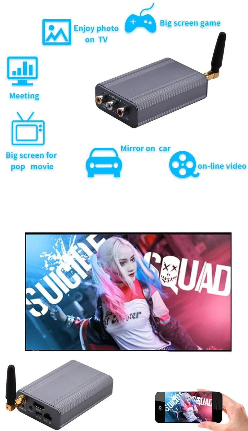 HDMI AV автомобильный беспроводной WiFi экран зеркалирование коробка Airplay DLNA видео адаптер для iPhone X XS MAX XR 6 7 8 Android телефон ссылка на ТВ