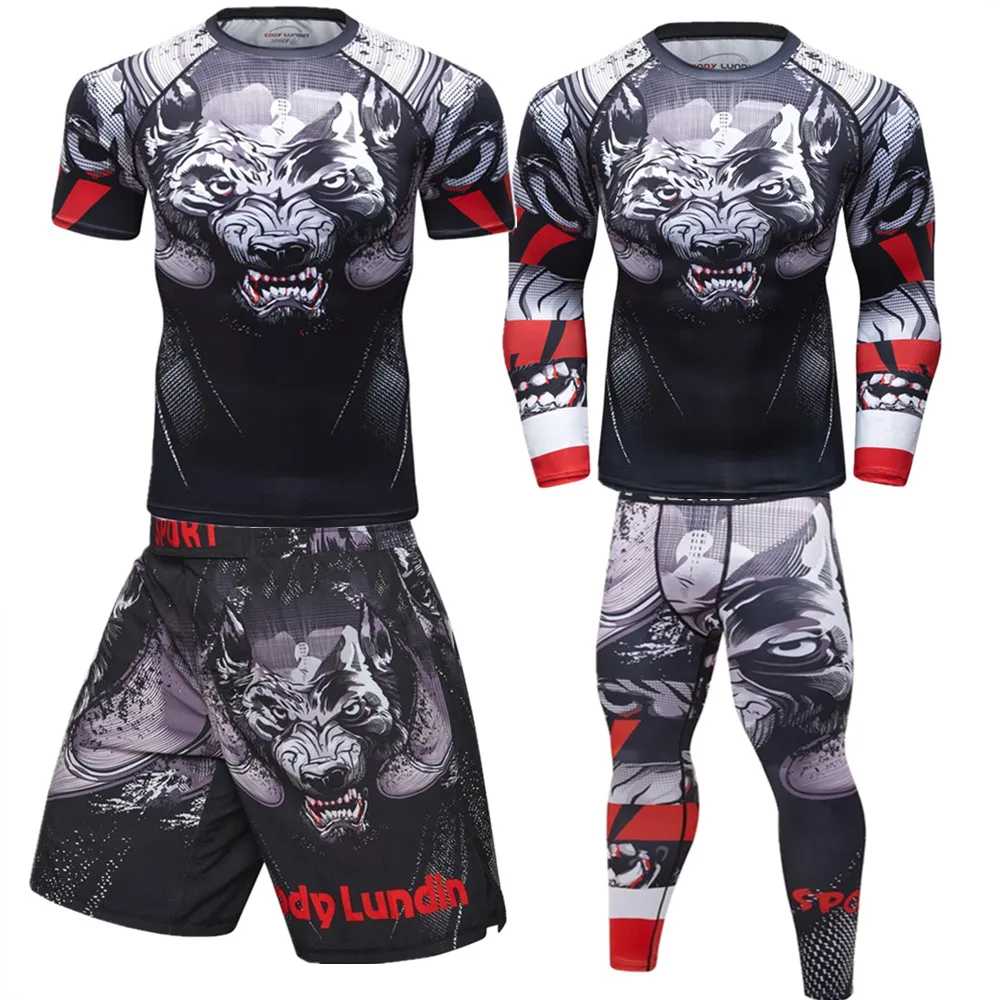 Футболка и штаны из лайкры для ММА BJJ спортивный костюм фитнеса боксерские