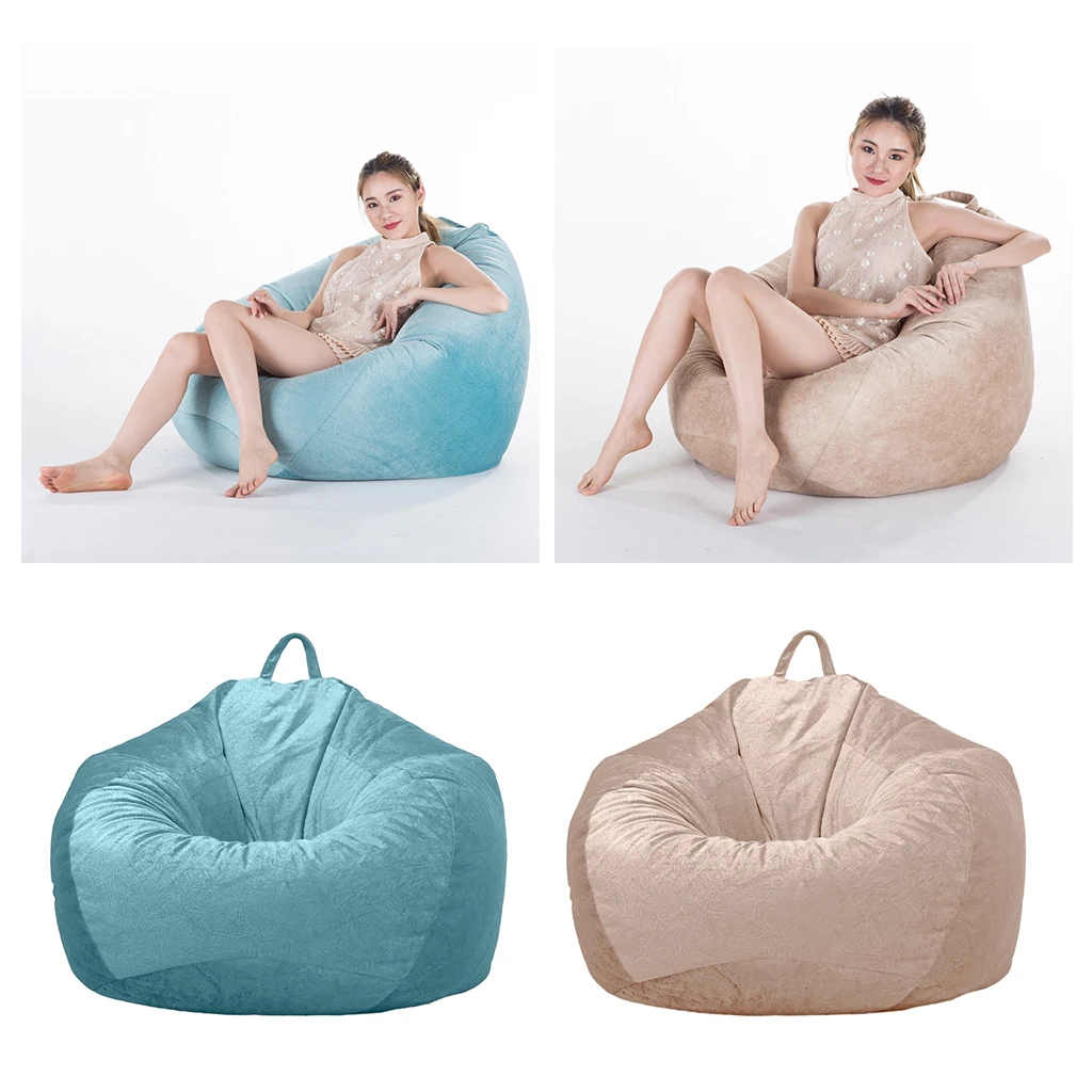 

2x Adult/Teen Size Bean Bag Chair Cover, Kids Children Sofa Covers, Stuffed Animal Storage, In/Outdoor Gamer Beanbag 2 Colors