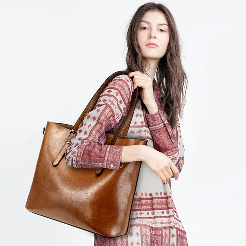 concise soft pu women shoulder bags retro large handbags female casual high quality totes ladies office messenger bag for women free global shipping