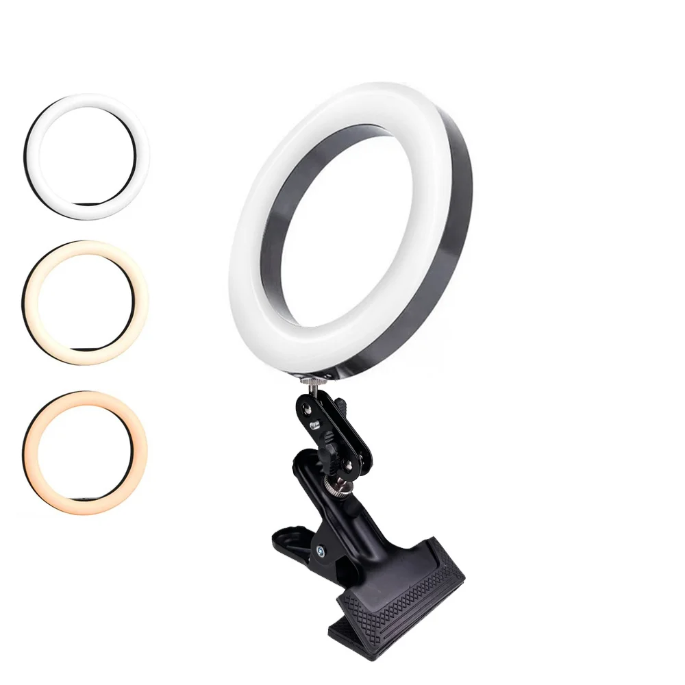 Anel de Luz Portátil com Prendedor Anel de Luz com Clip para Youtube Clip para Youtube Live Streaming Estúdio Vídeo Fotografia Regulável Led com