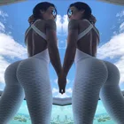 Комбинезон QuanRun женский с перекрестной шнуровкой и открытой спиной, пикантный Повседневный облегающий уличный костюм для фитнеса, весна-лето 2021