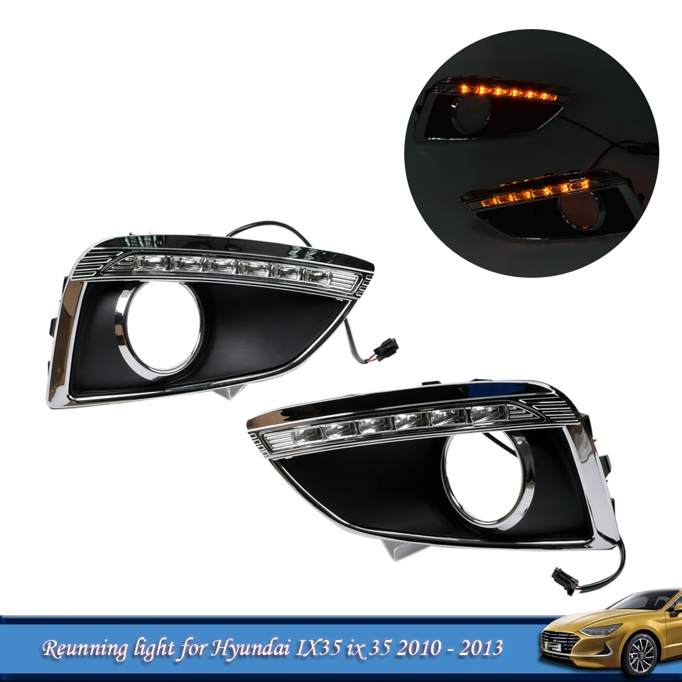 

2Pcs Car LED Light For Hyundai IX35 ix 35 2010 - 2013 Daytime DRL Lights Running Light Waterproof Fog Lamp Car Accessories