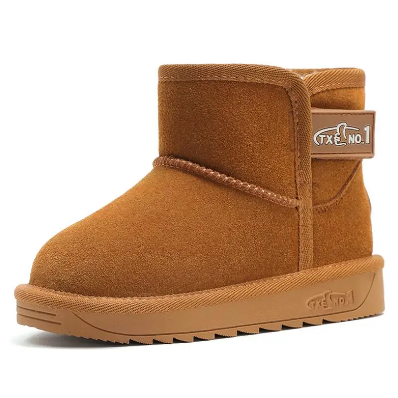 

High quality 100% warm leather children boots New girls boots boys waterproof snow boots kids winter shoes