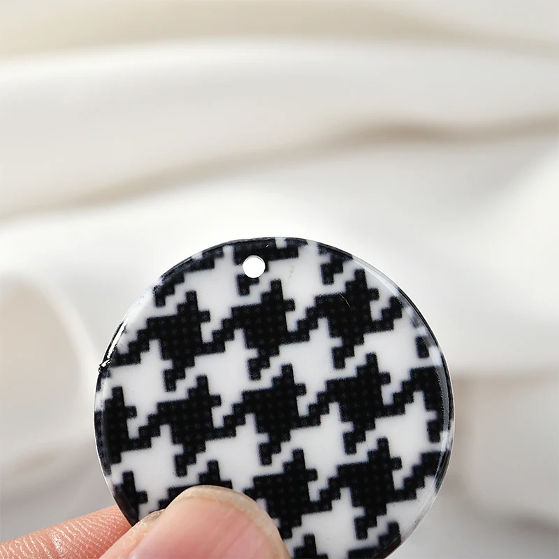 Черно белый геометрический Круглый/квадратная форма 40 шт./партия акриловые