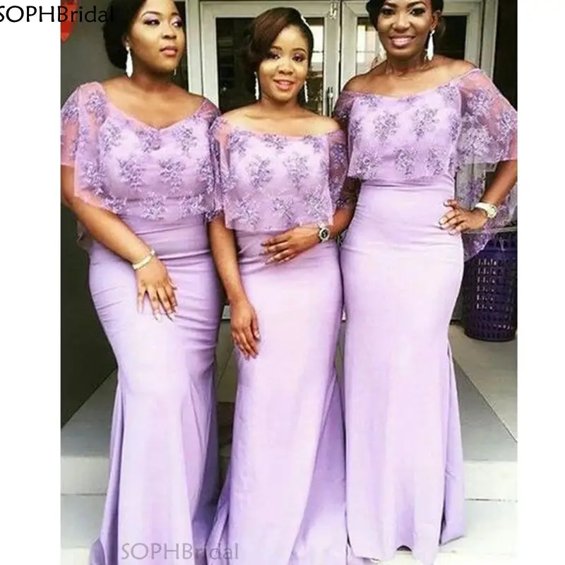 

New Arrival Mermaid Bridesmaid Dresses 2021 Lace Shawl Long Wedding Party Dress Formal Gown Women Vestidos Custom