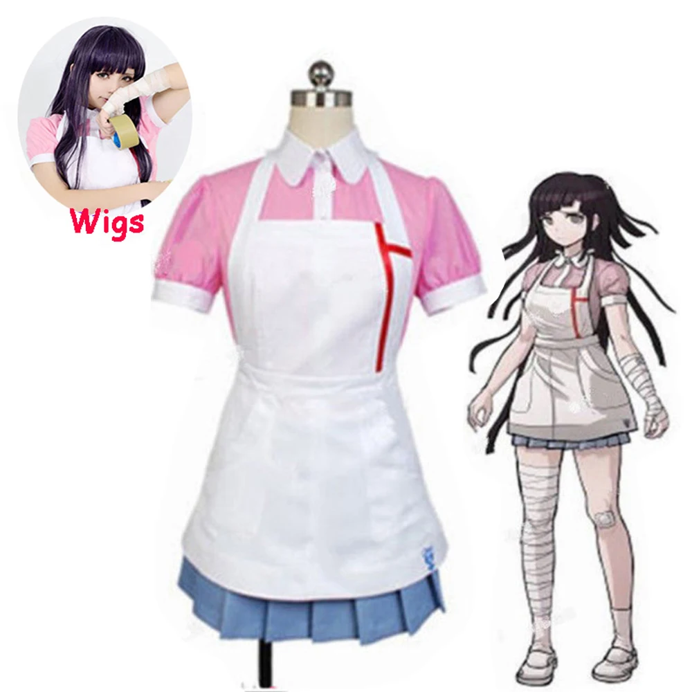 Костюм для косплея Микан ццукан Мики из данганронпа рубашка юбка фартук и парики
