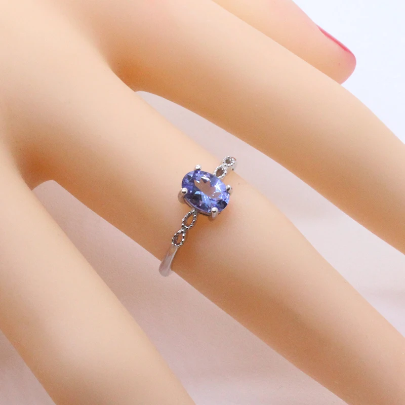 Классическое Обручальное кольцо из серебра 925 пробы с танзанитом 5 мм * 7 0 карата VVS