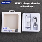 Оригинальное быстрое зарядное устройство Samsung 9 в 1,67 а с вилкой для ЕС и США и кабелем для Galaxy a30, a40, a50, a70, a90, S20 Ultra, S10, S9 plus, S6, S7 edge, J9