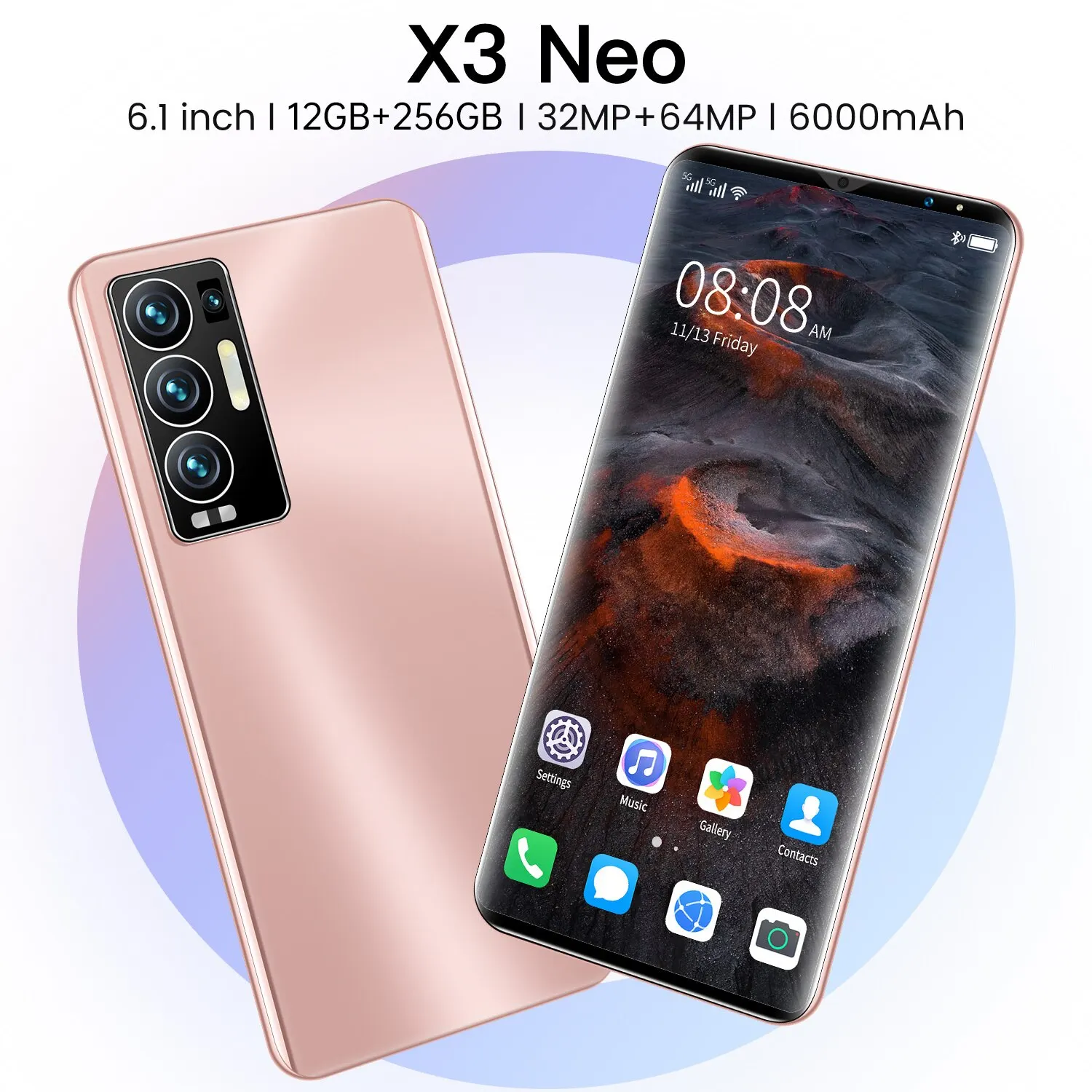 

X3 Neo 6000mah Smart Phone Andriod 11 Mtk6889 Smartphone Android 12Gb +128Gb Deca Core 32MP+64MP Fingerprint Face Id + Cellphone
