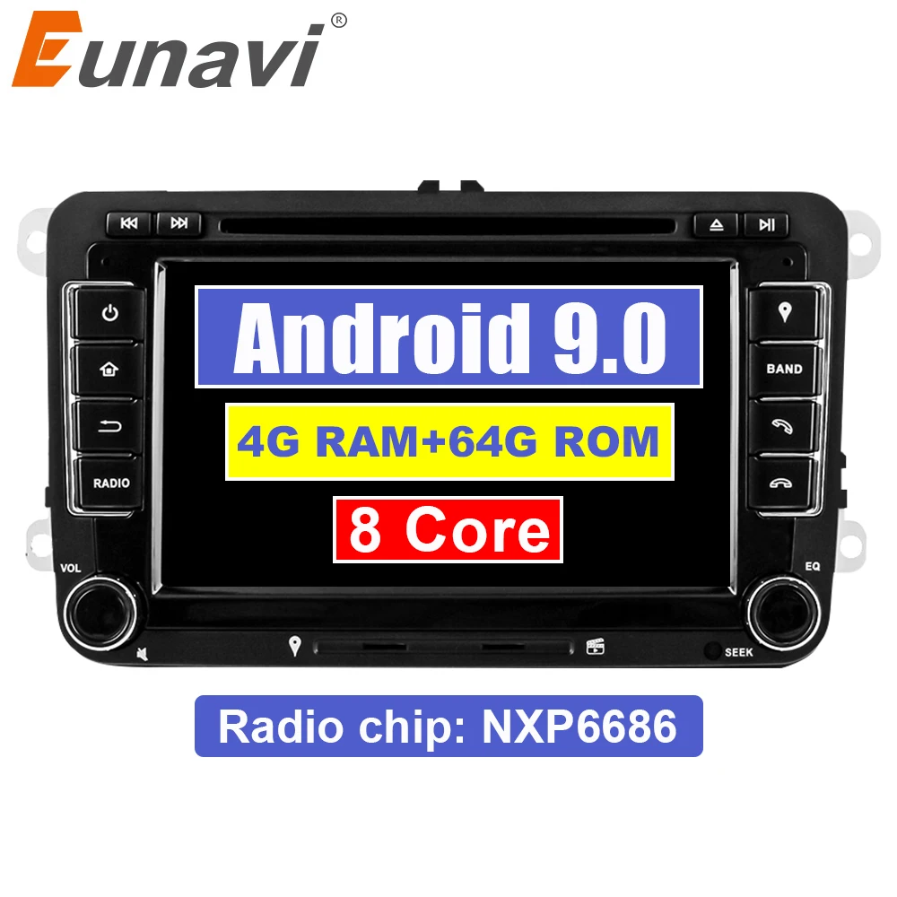 Eunavi 2 Din Android 9 0 автомобильный dvd плеер аудио радио gps навигация для VW GOLF 6 Polo Bora JETTA B6