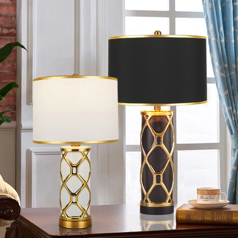 Роскошная Современная Керамическая Настольная лампа белая черная для спальни