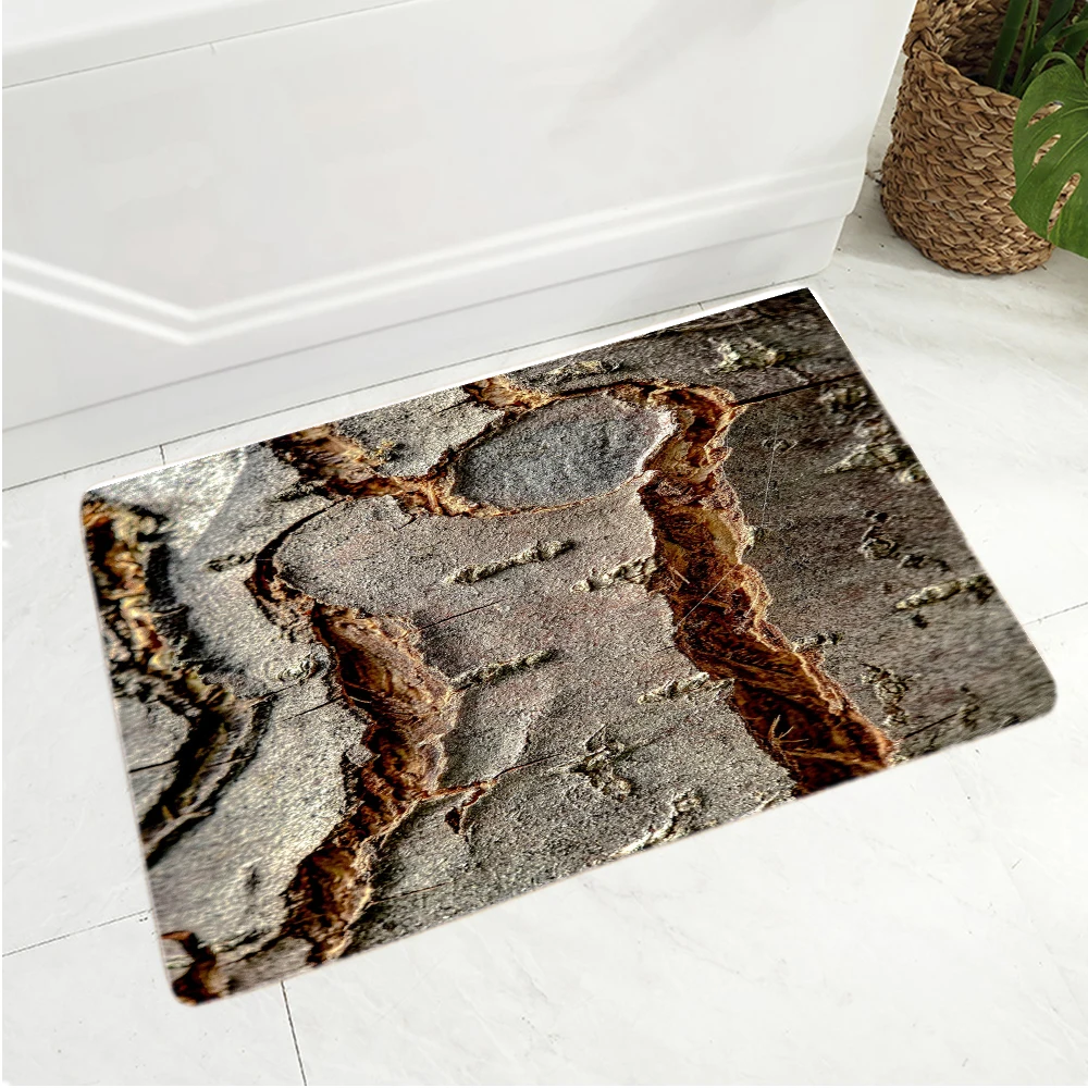 

Bark Texture Striped Pattern Anti-Slip Floor Texture Crack Carpet Door Mats Doormats Outdoor Kitchen Bathroom Living Room Floor