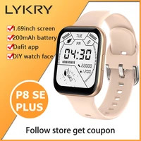 lykry new p8 se plus smart watch smartwatch 1 69inc screen ip68 waterproof men women watch heart rate fitness tracker for xiaomi