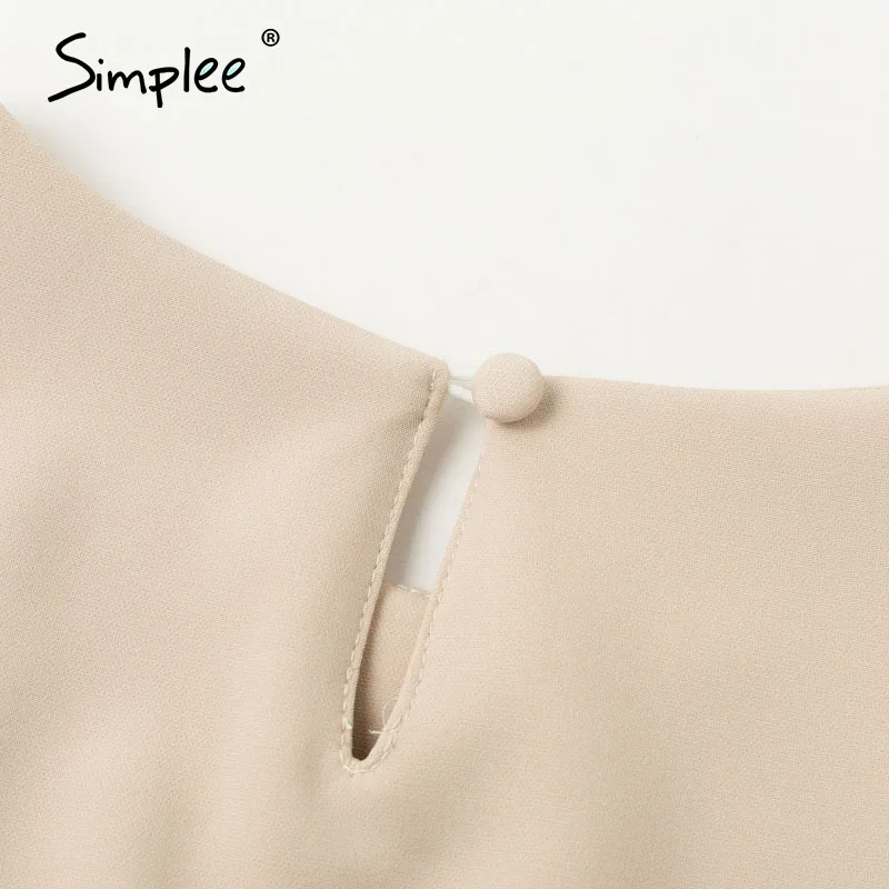 Simplee однотонная женская блузка с круглым вырезом рубашка длинным рукавом