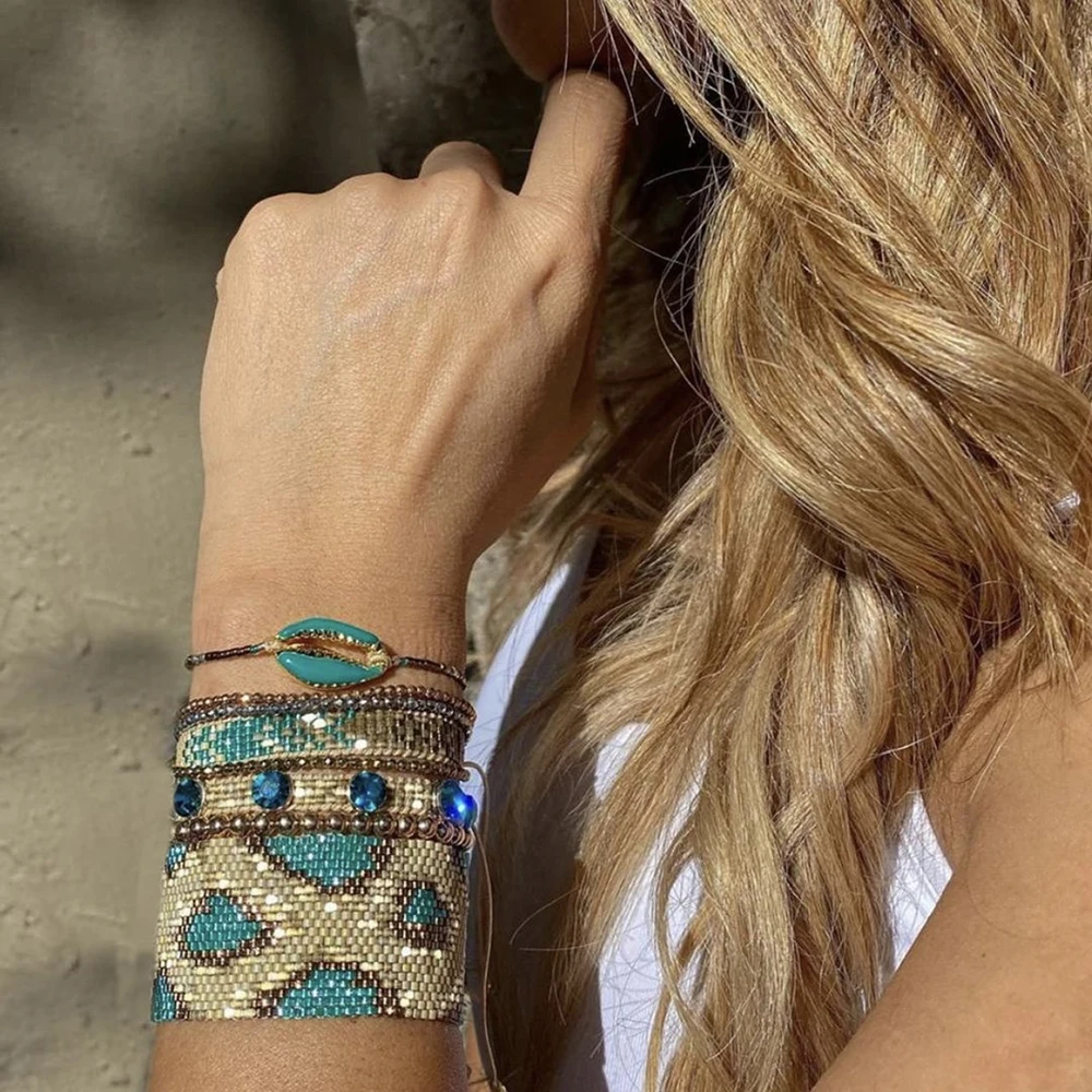 

BLUESTAR 2021 Femme Pulseras Mujer MIYUKI Bracelet Leopard Grain Bracelets Handmade Shell Woven Loom Beaded Jewellery