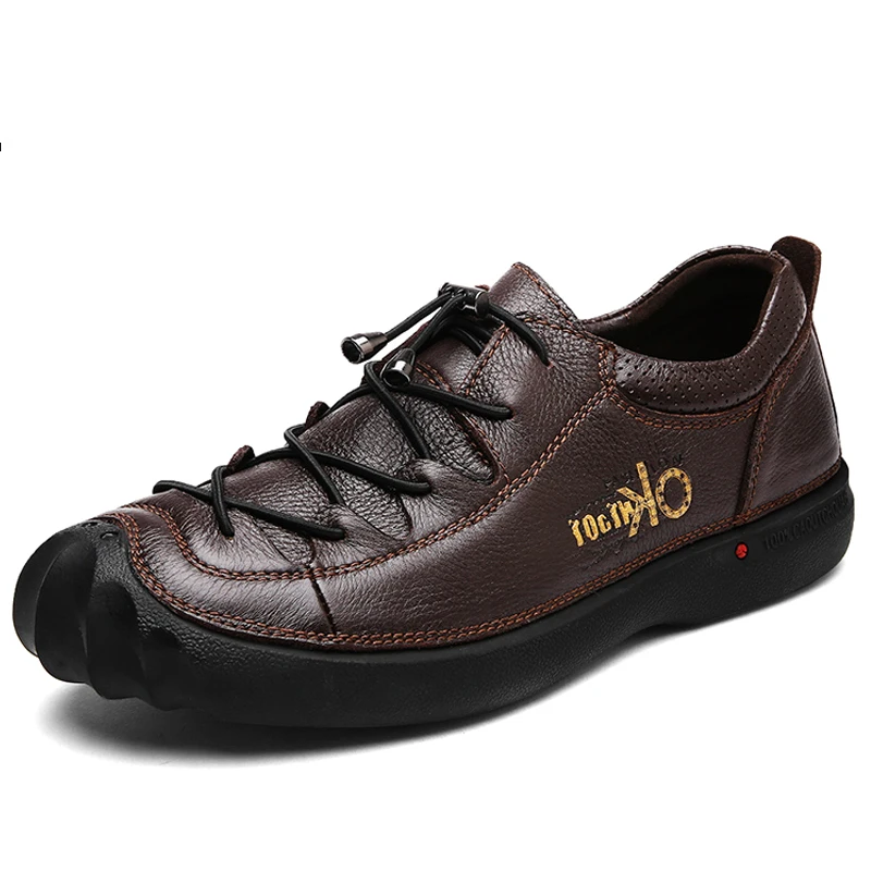 

Туфли мужские прогулочные из натуральной кожи, повседневная обувь на плоской резиновой подошве, в британском стиле