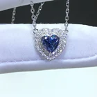 Серебро 925 оригинальный 1 карат алмазов тест последние высокое качество принты Blue Heart Муассанит кулон ожерелье сапфир цепи ко Дню Святого Валентина