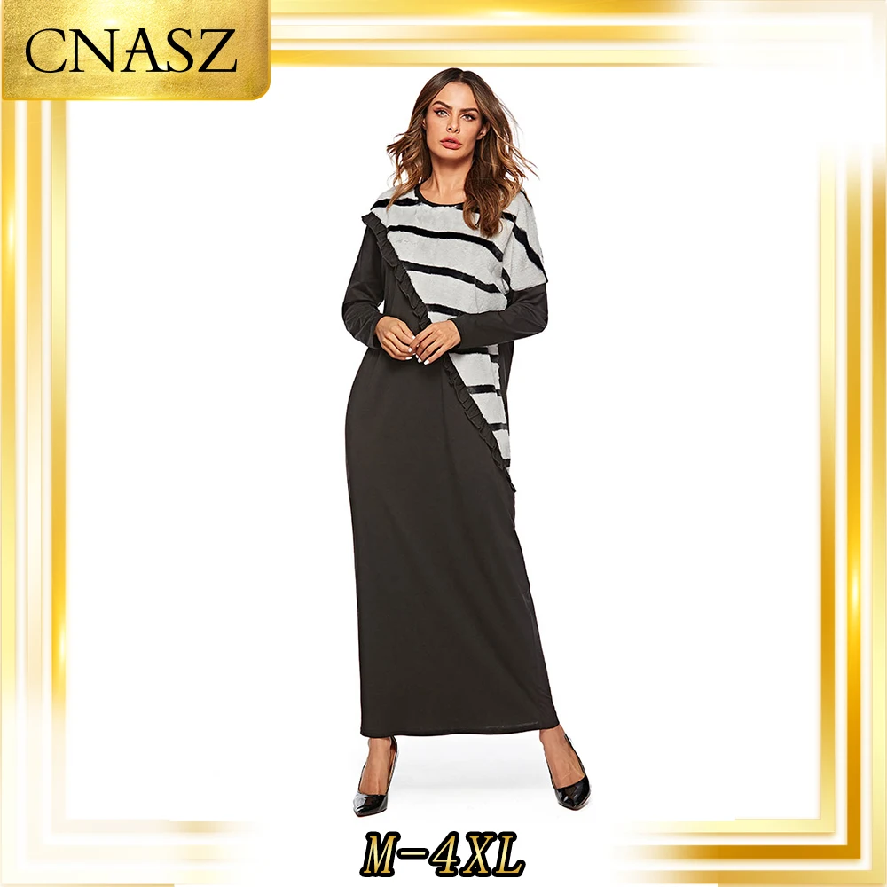 Мусульманское марокканское платье кафтан модное простое черное свободное с